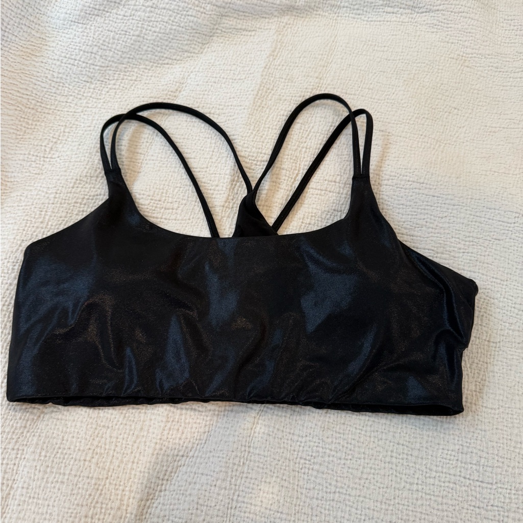 Fabletics Sleek Black DoubleStrap Shine Sports Bra Fabletics Sleek Black DoubleStrap Shine Sports Bra